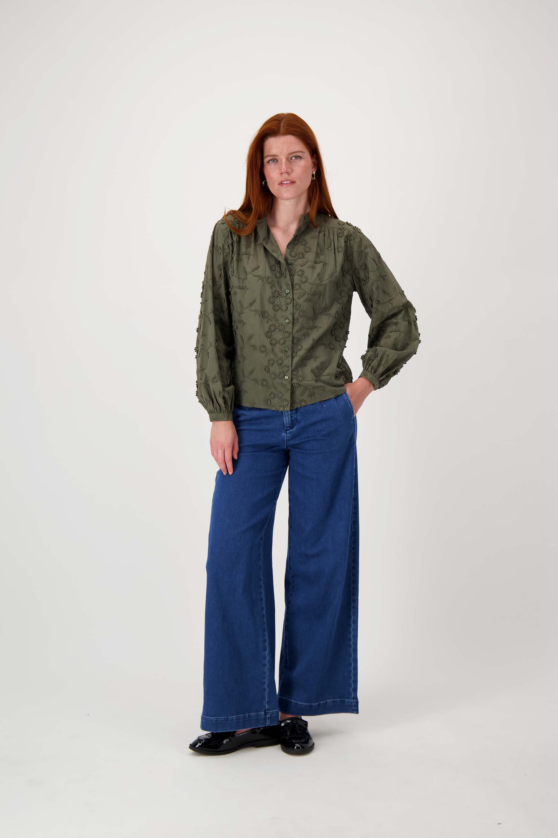 blouse met bloem structuur