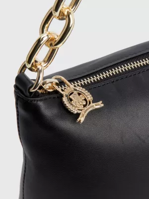 Bolsa de ombro de couro com alça de corrente