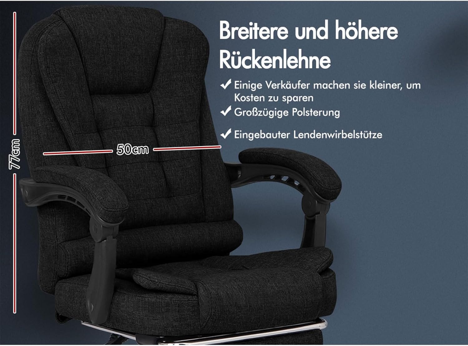 ALFORDSON Chair Bürostuhl, Computer-Schreibtischstuhl, Gaming-Drehstuhl für Computer-Arbeitstisch, ergonomisches Hochlehnerkissen, Lordosenstütze mit Rollen, Leinen, Schwarz