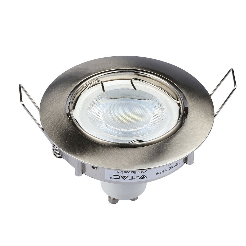 GU10 LED-spot - inbouwlamp - satijnen afwerking - nikkel - IP20 - Modelnr.: VT-779-SN-RD