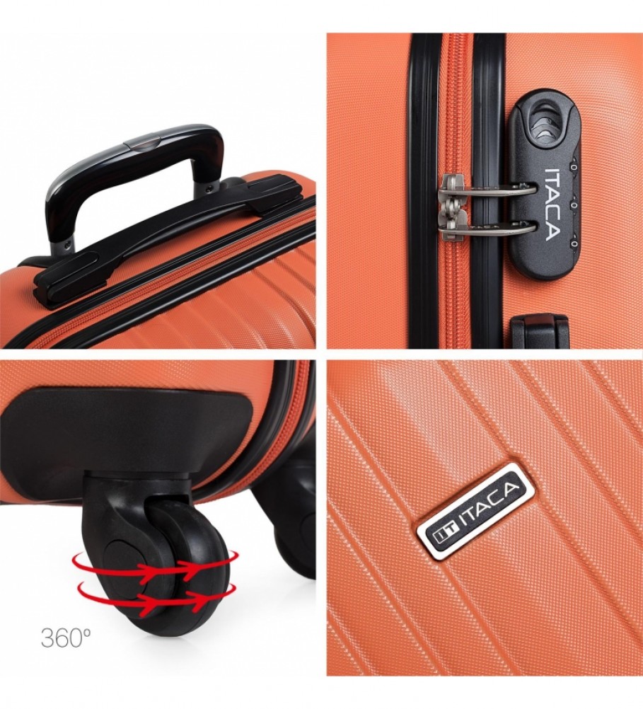 Mala de cabine rígida ITACA com 4 rodas T71550 Mandarim - 55x38x20cm -