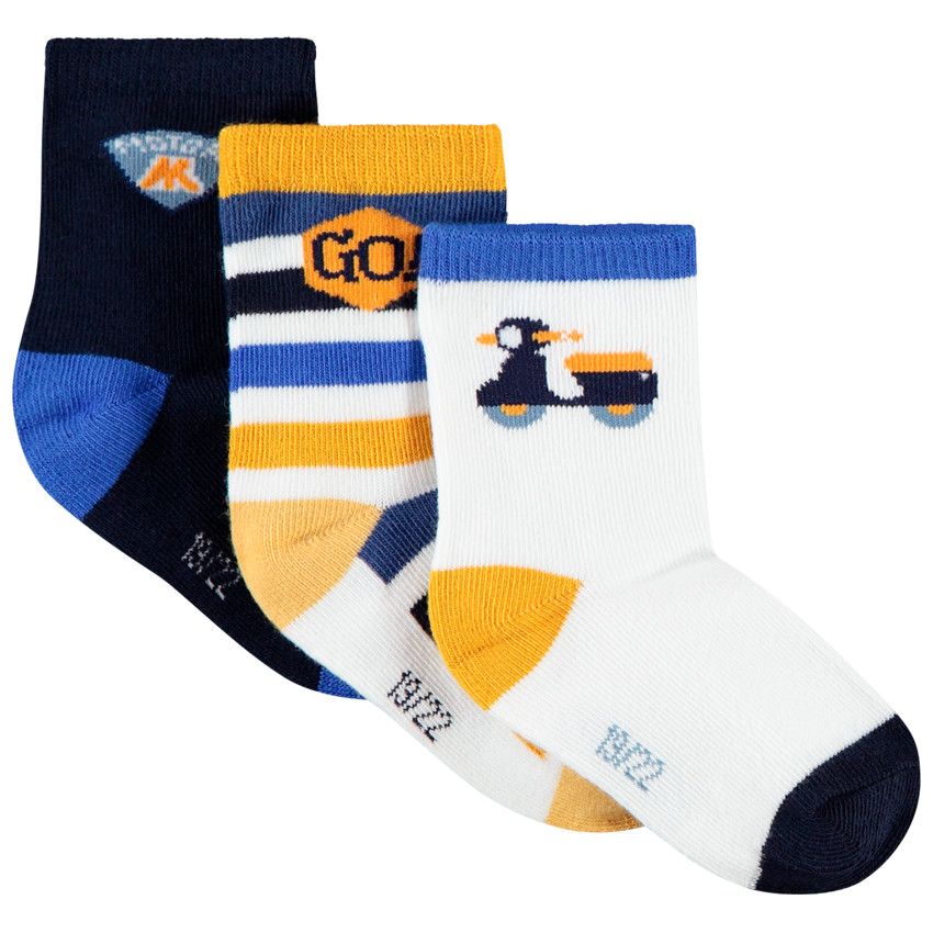 Lot de 3 paires de chaussettes assorties à motifs jacquard - Bleu marine
