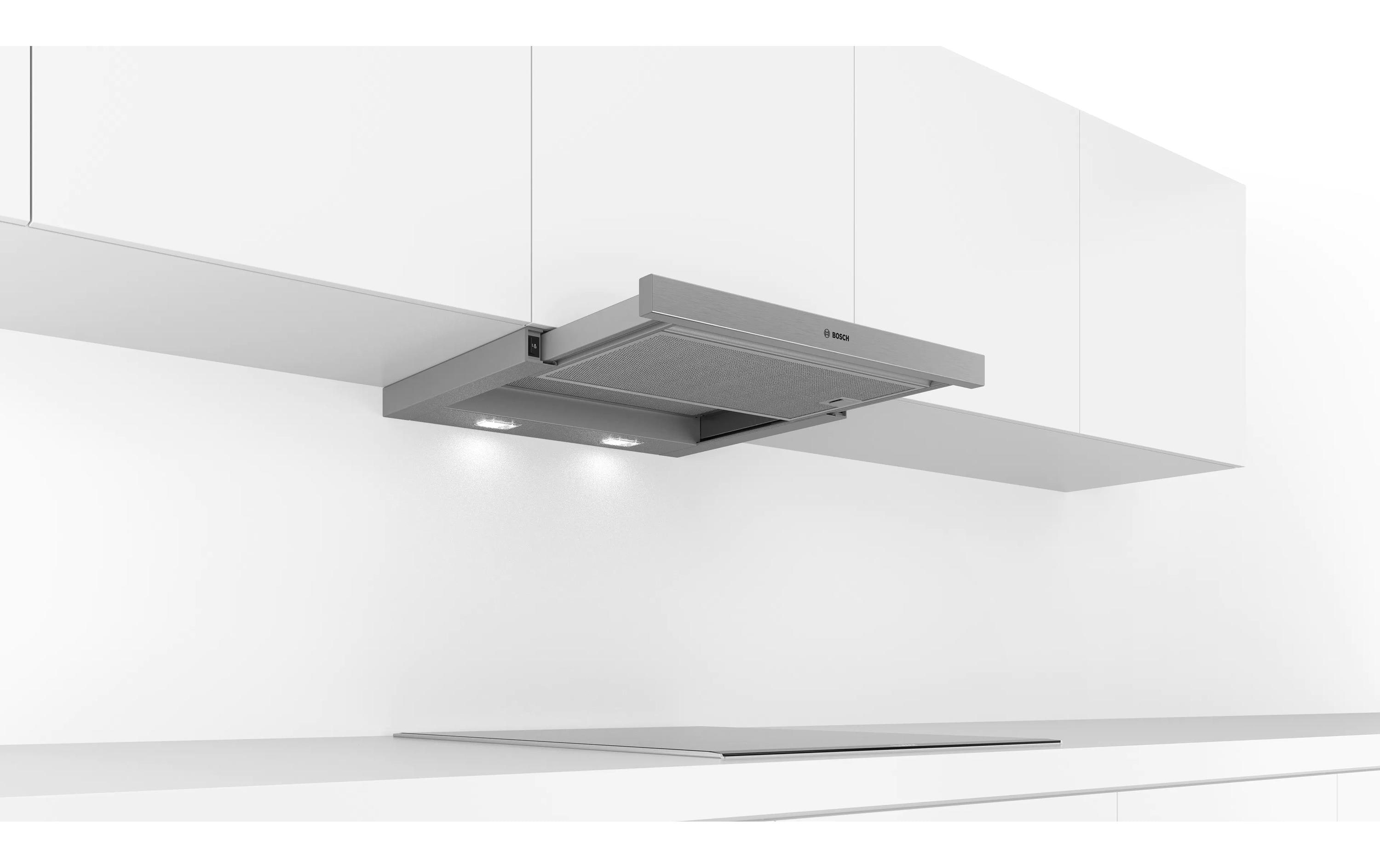 Flachschirmhaube DFM064W51C 3 Stufen<br>Teleskop-Dunstabzugshaube für den Einbau in einen 60 cm breiten Oberschrank