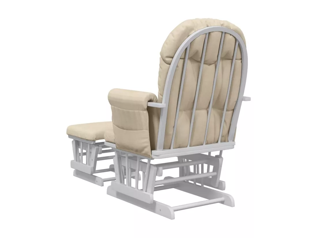 Chaise berçante avec repose-pied Blanc crème Tissu