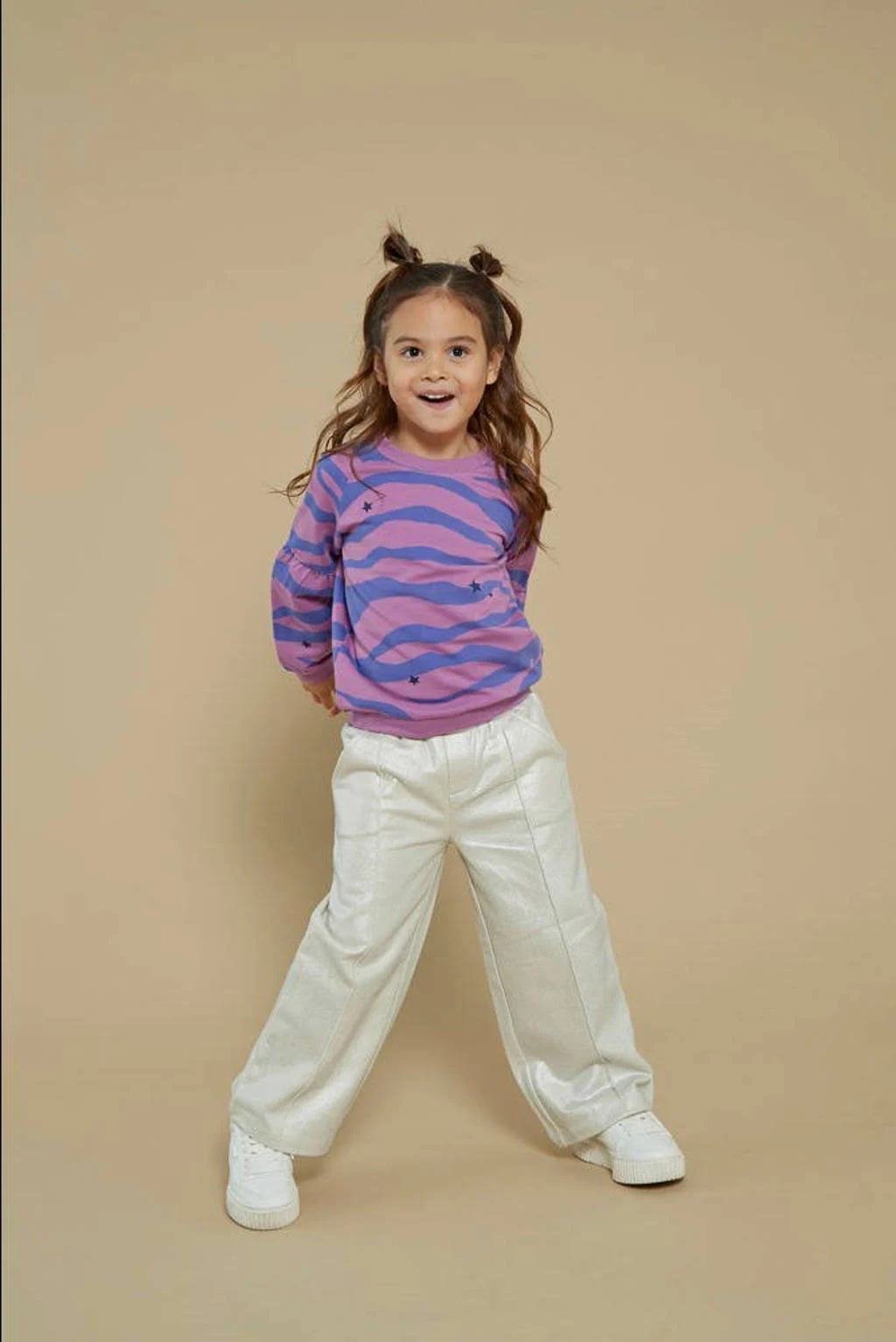 Jubel wide leg casual broek zilver