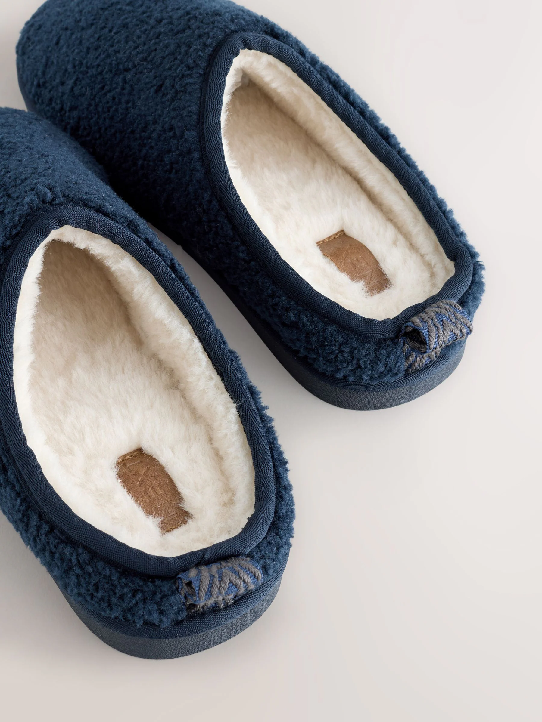 Marineblauw - Instappantoffels met borgvoering