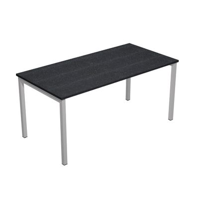 Bureau droit Trend - L160xP80 - 4 pieds métal arche - plateau imitation frêne noir