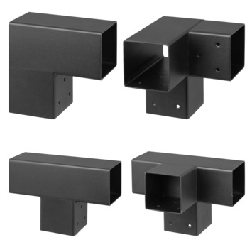Paalverbinder voor pergola hoekstuk 2-kants 7x7 cm zwart