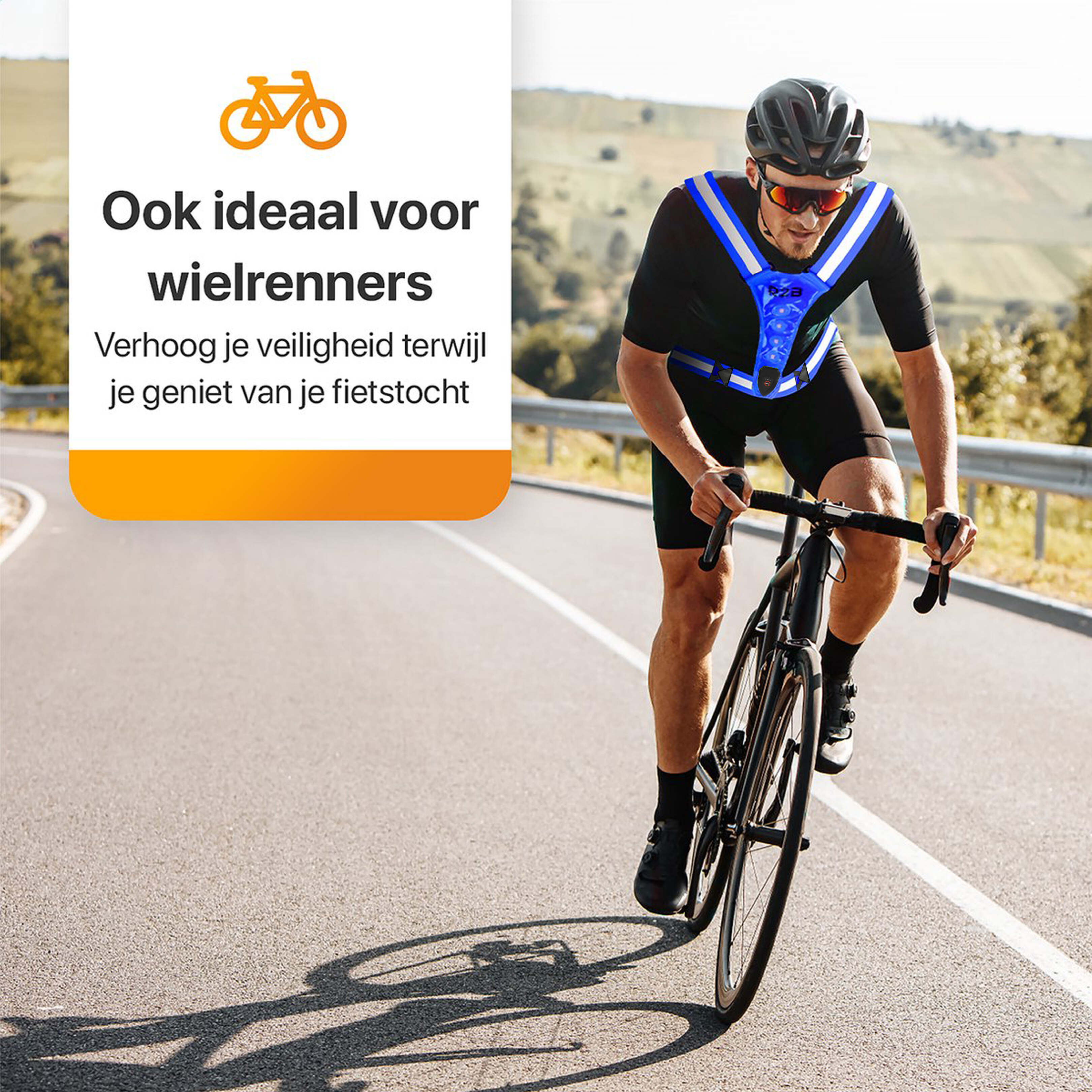 R2B Hardloopvest oplaadbaar - Hardloop Verlichting - Blauw