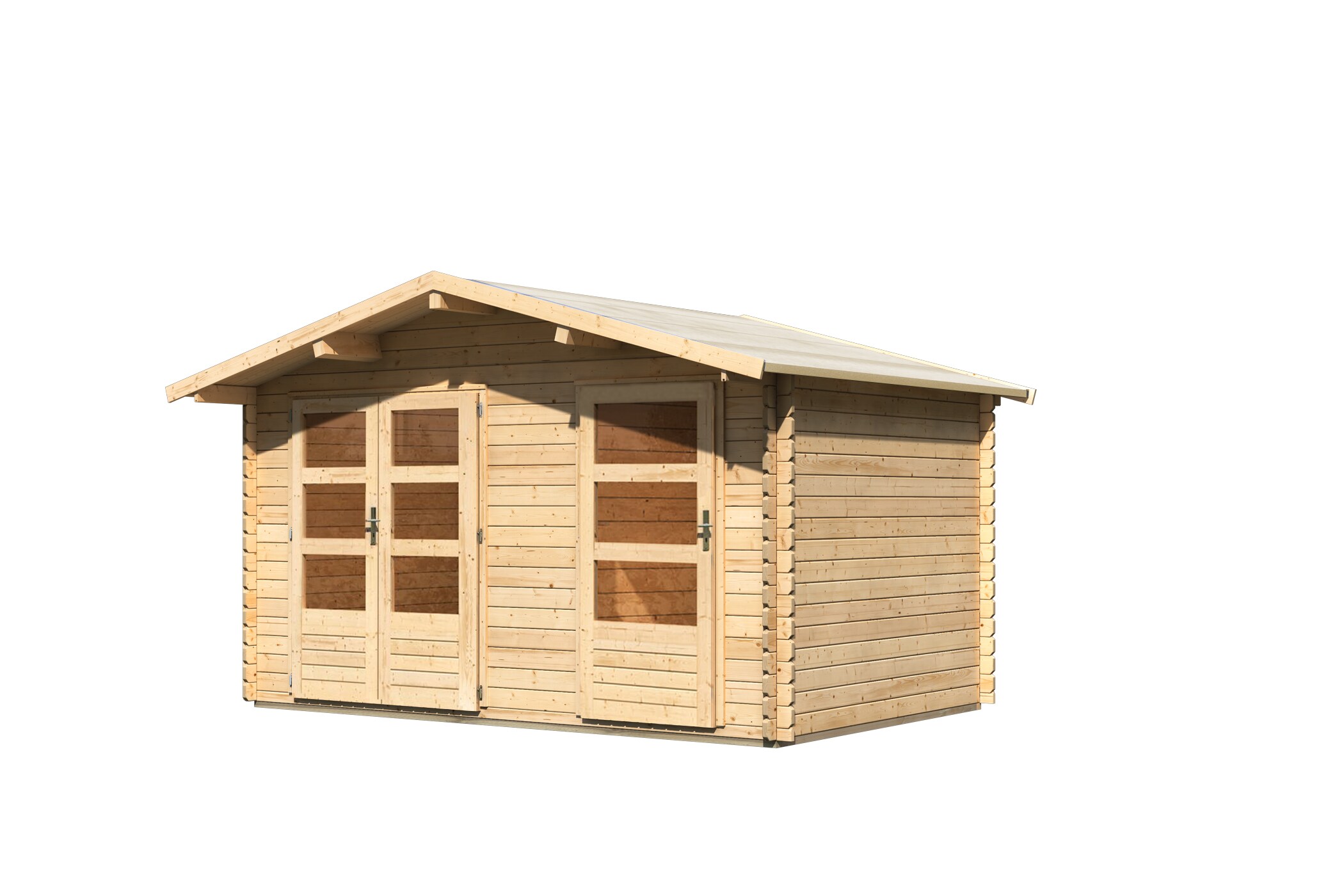 Karibu Blockbohlenhaus Comfort 2 naturbelassen inkl. Fußboden und Dacheindeckung