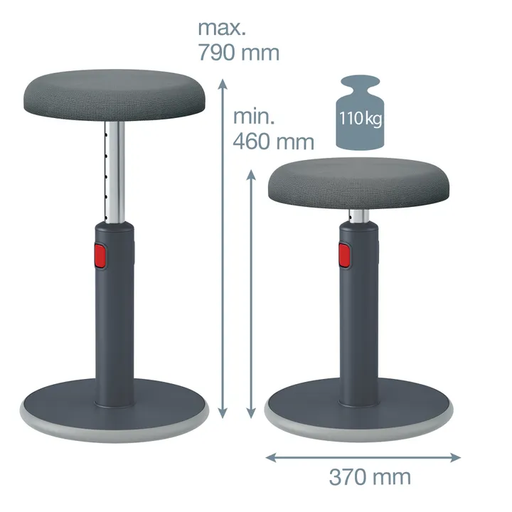 Leitz Ergo Cosy Active Sidde-stå balancestol 2-i-1 grå - højdejustering 46-79 cm
