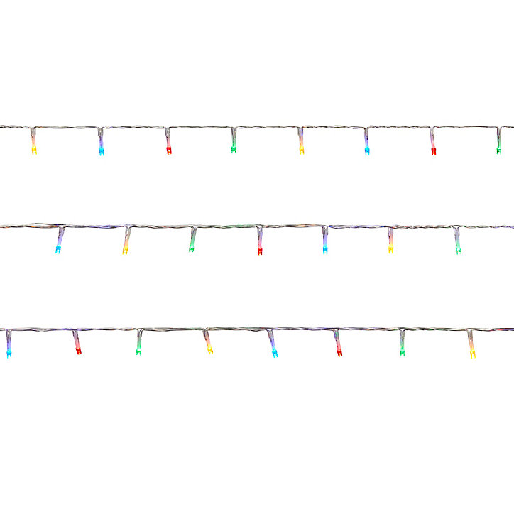 Guirlande lumineuse LED intérieure multicolore câble transparent 8 fonctions 11 m