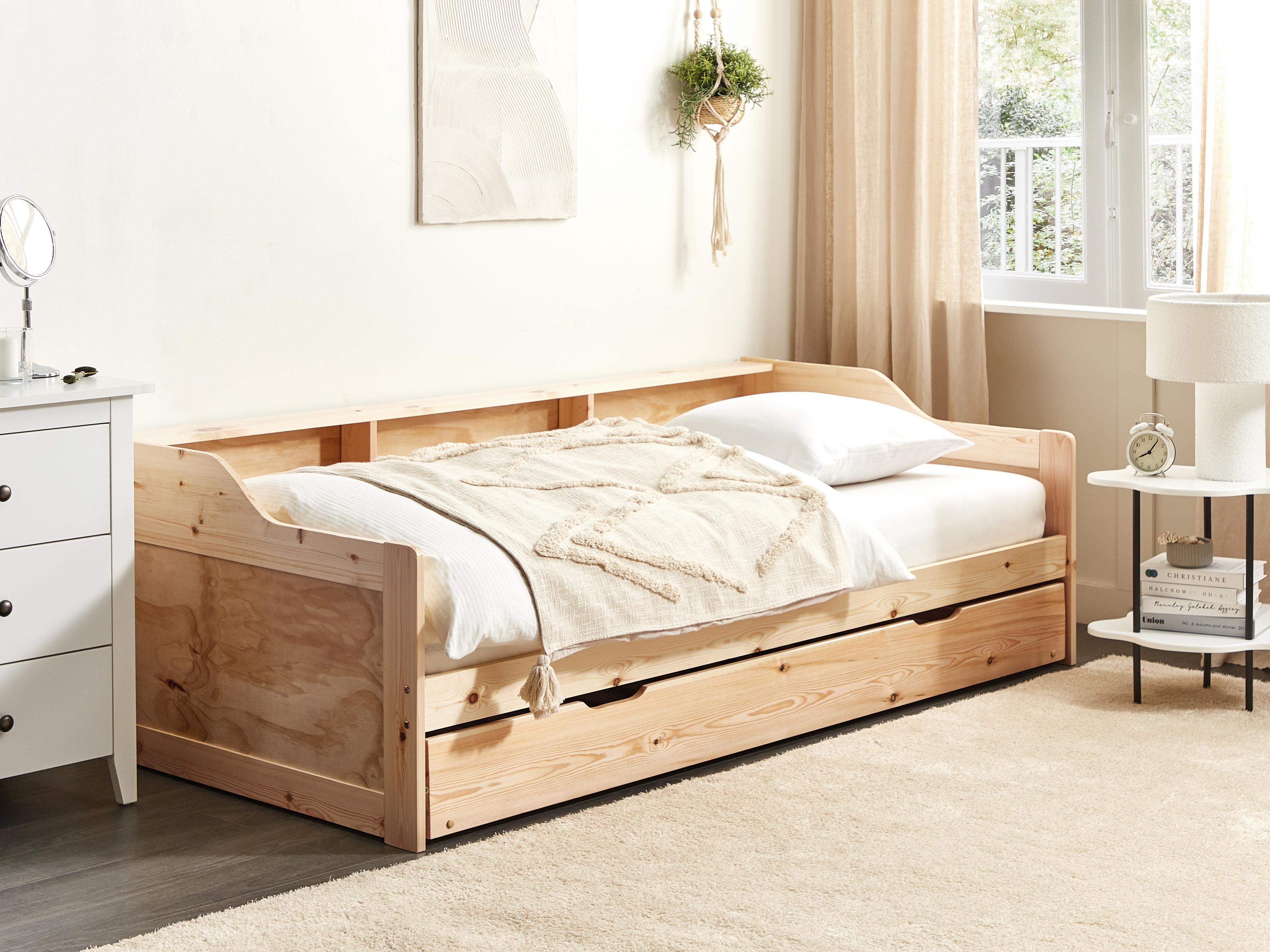 Onderschuifbed Dennenhout EDERN 90 x 200 cm Lichtbruin
