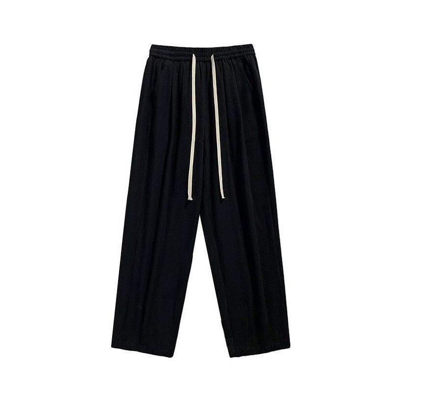 Lingaris - Effen broek met wijde pijpen en trekkoordtaille