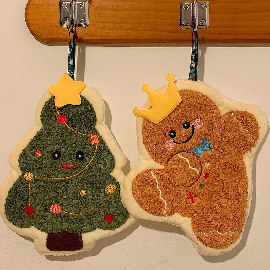 Intimo - Kerstboom / Peperkoekmannetje Koraal Fleece Handdoek