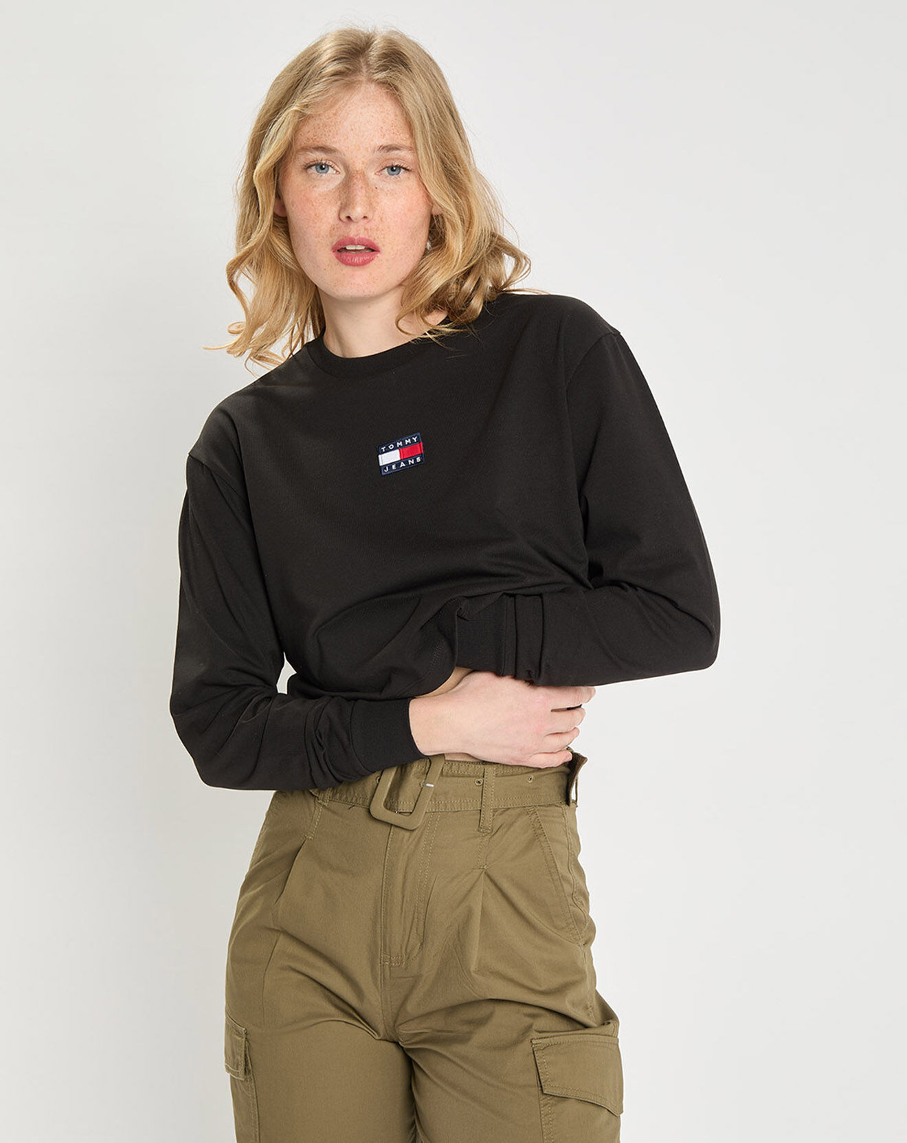 Tommy Jeans T-Shirt Crop Tommy Badge noir