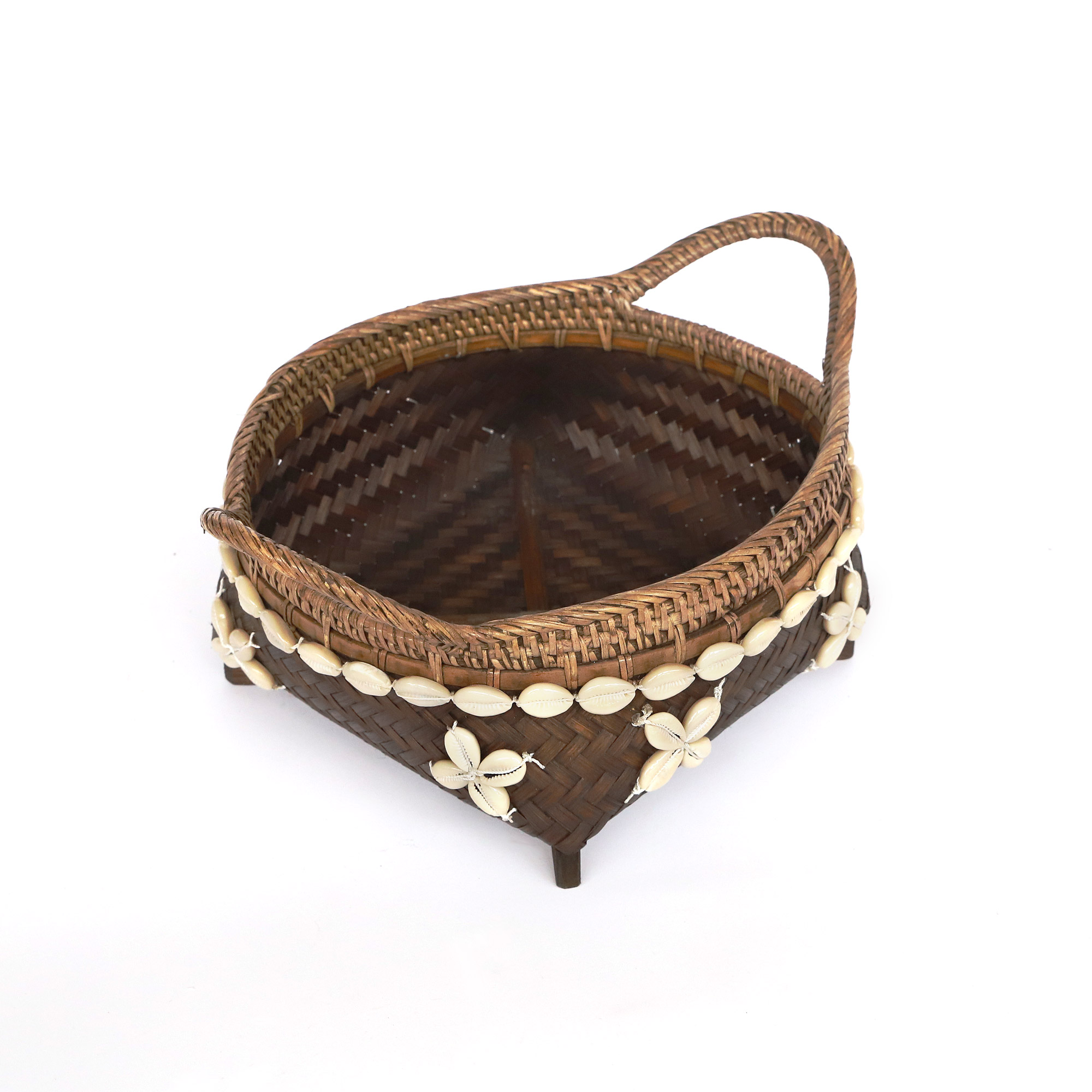 3er-Set Rattan-Körbe mit Muscheln, weiß, braun und rot von fischer's lagerhaus
