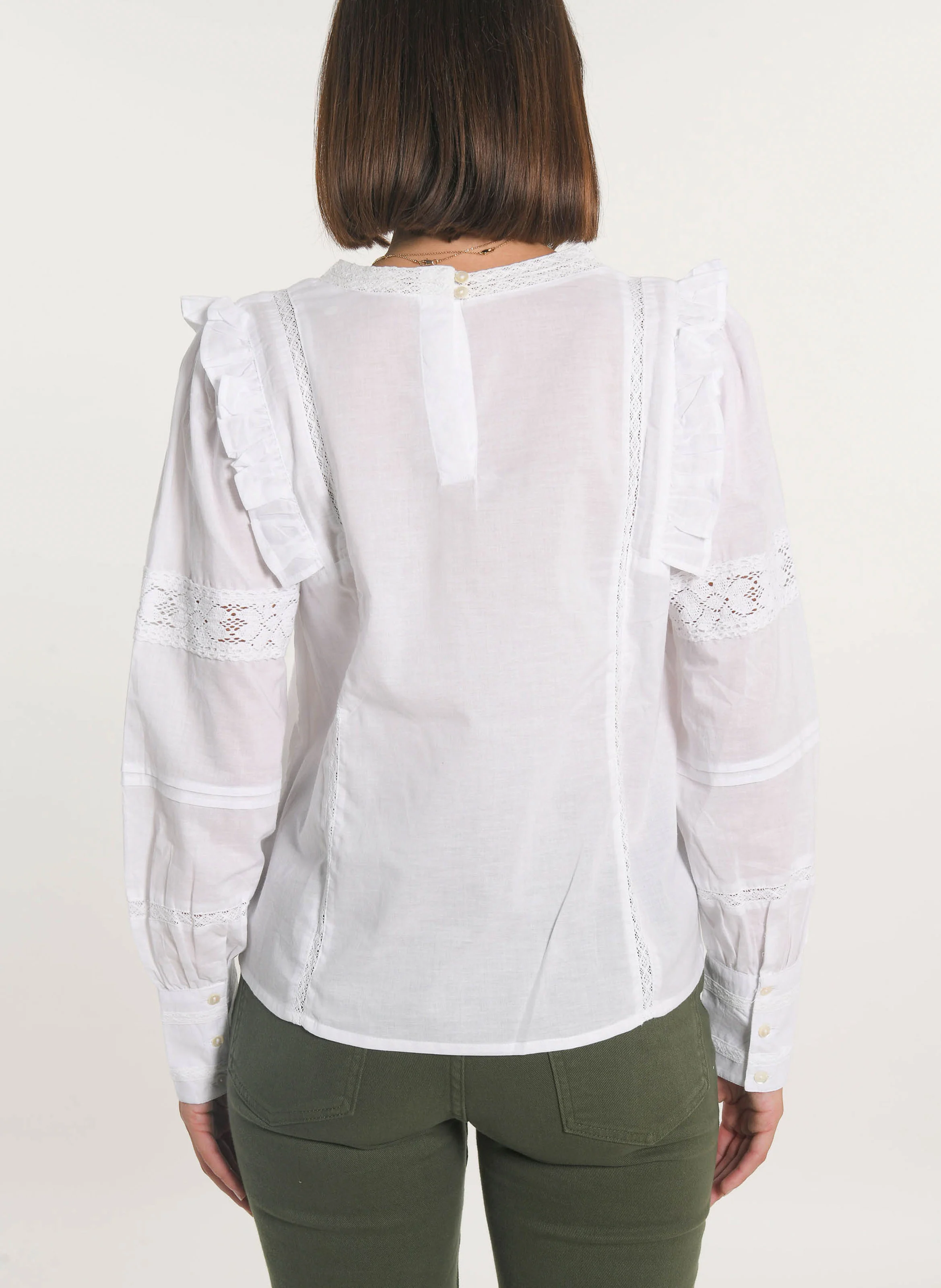 LEA - Blouse col rond en coton| Blanc