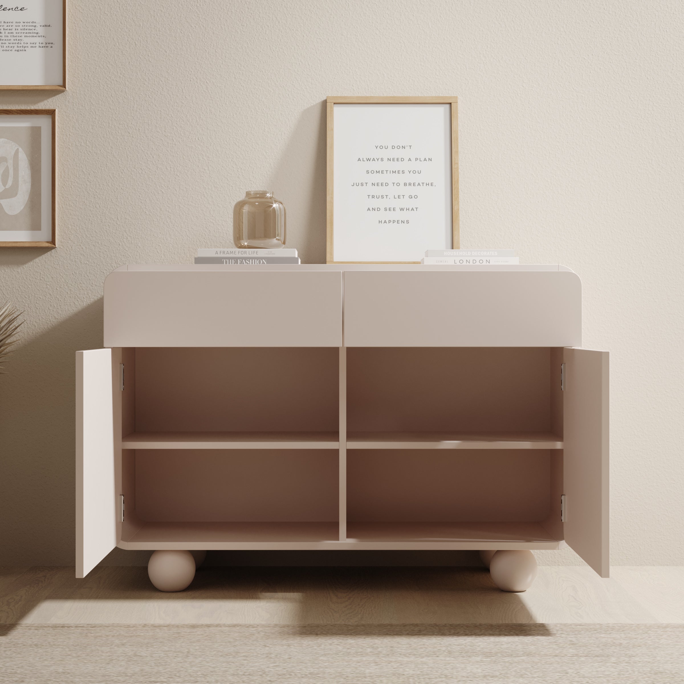 Meubella - Anobo - Dressoir - Beige - 108x39x75 cm