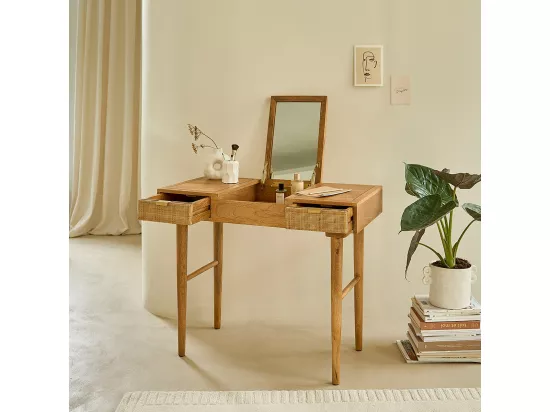Bureau en manguier massif et cannage