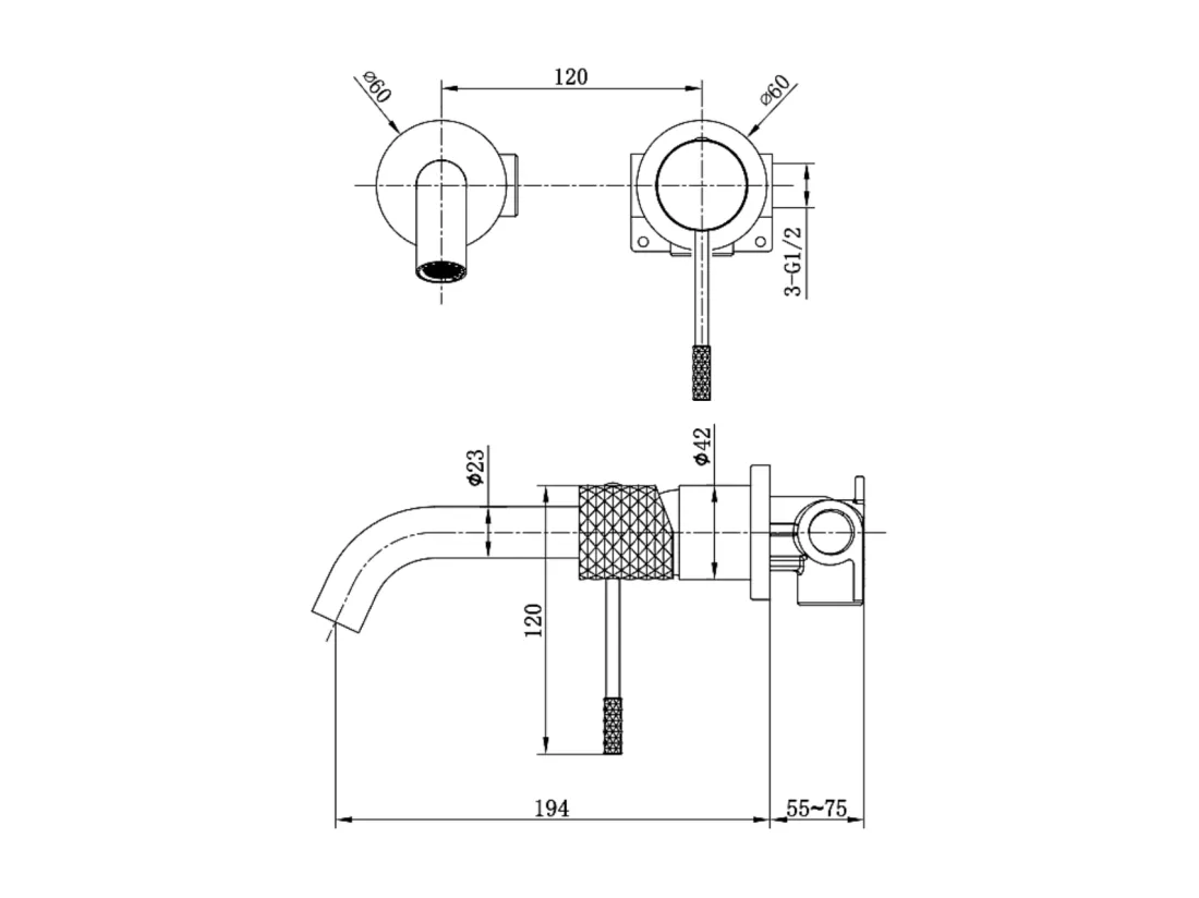 Robinet Mitigeur de Lavabo anti-calcaire Encastré Noir Mat IMEX GENOVA GLG053/NG