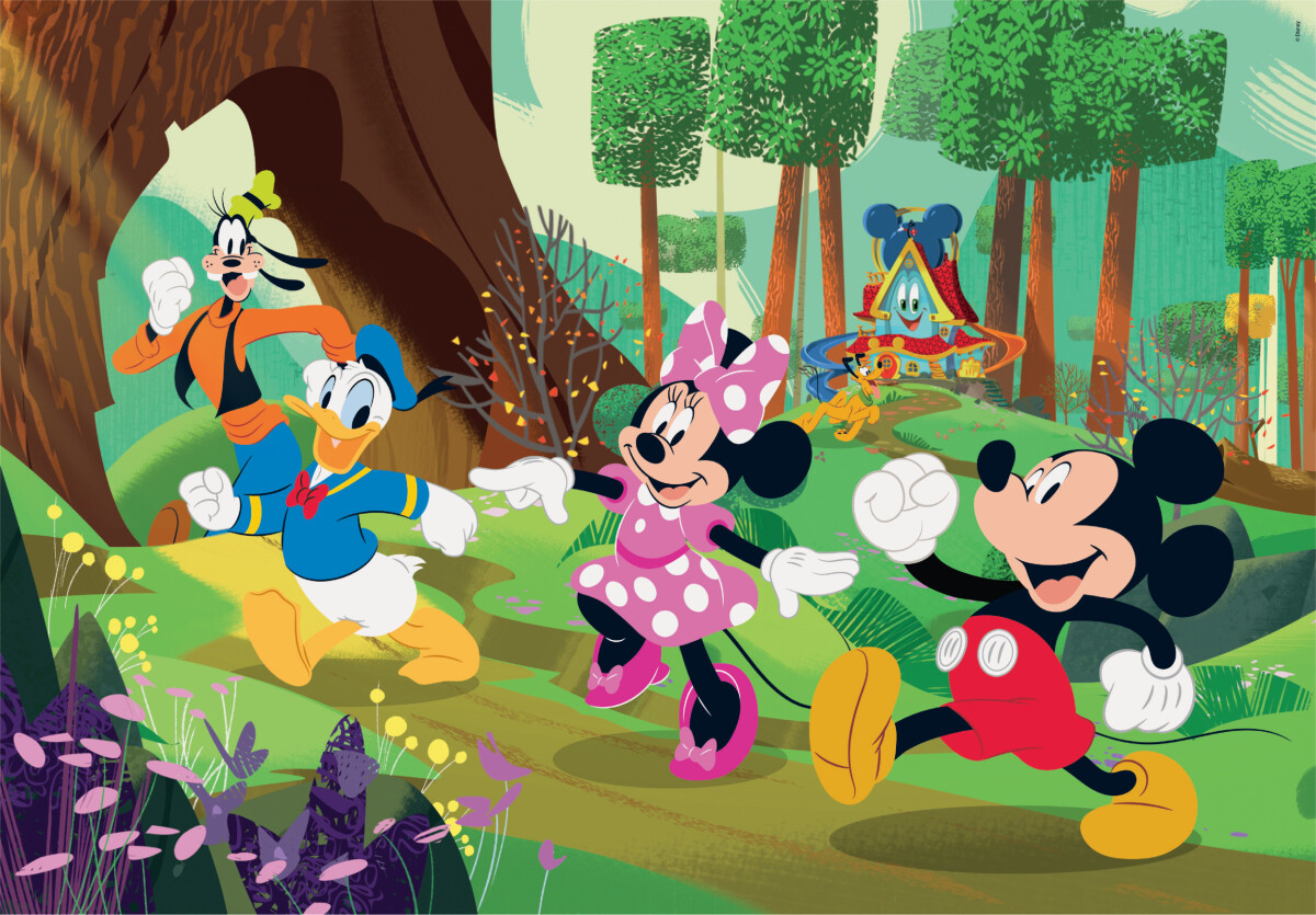 Disney Puslespil - Mickey Og Venner - Maxi Color - Clementoni - 104 Brikker