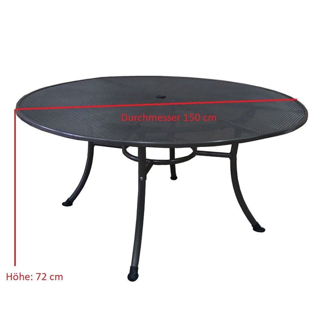 DEGAMO Tisch RIVO 150cm rund, Streckmetall eisengrau