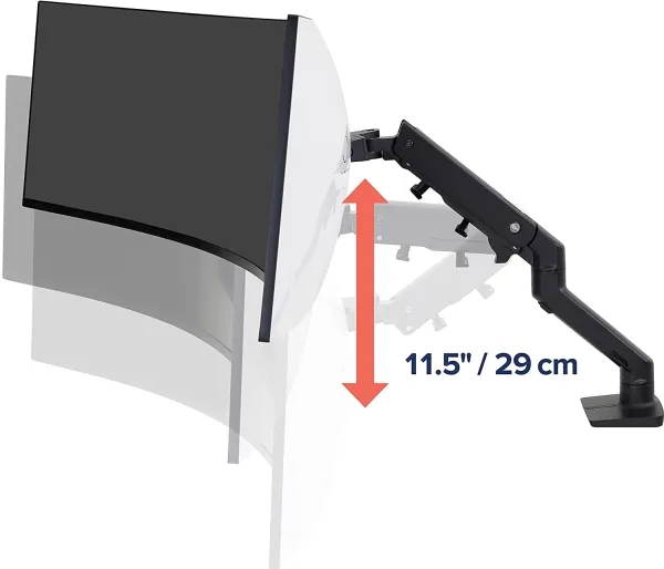 Ergotron HX - Monteringssæt (drejelig arm, klemme til montering på skrivebord, pakning til gennemføring, monterings-hardware, forlængerdel, HD-drejeled) - Constant Force Technology - for LCD-display/kurvet LCD-display - mat sort - skærmstørrelse: up
