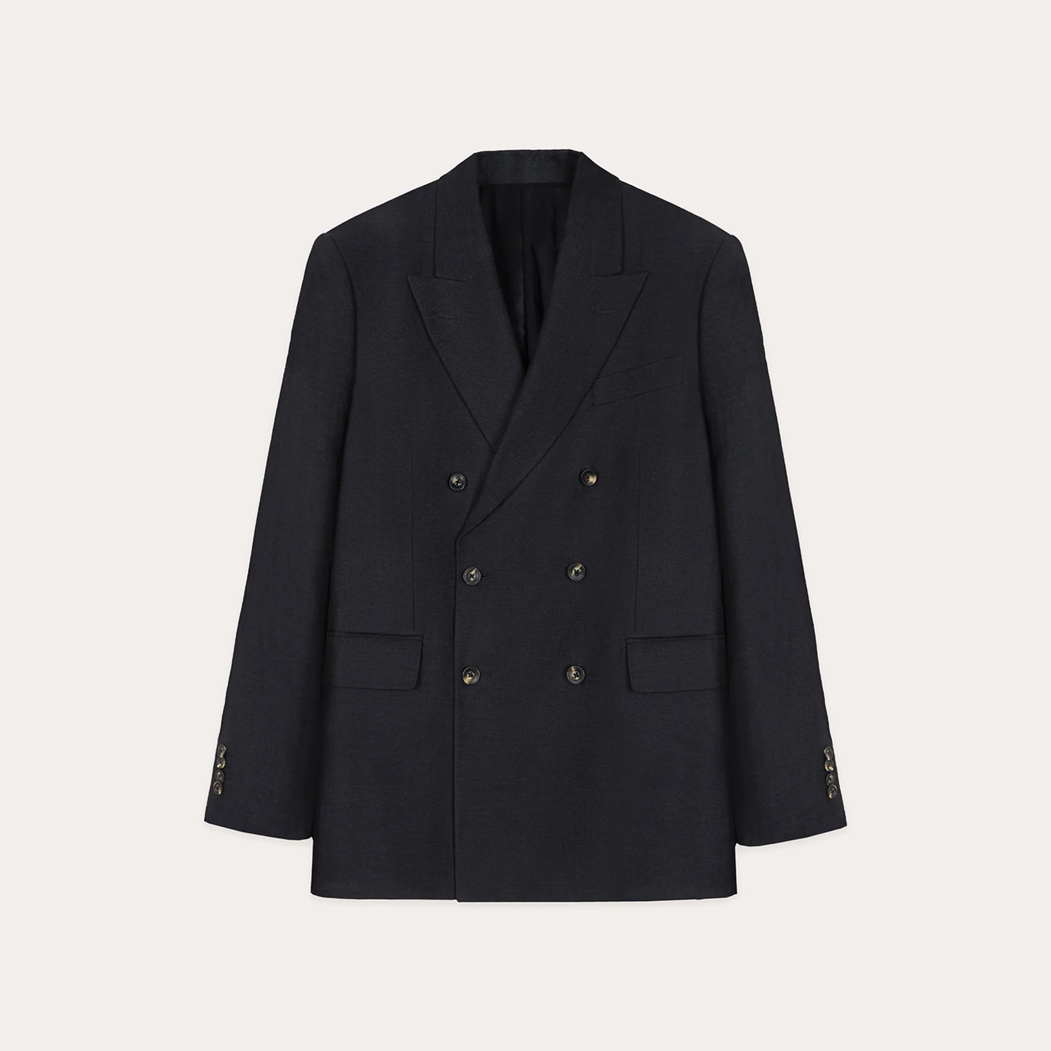 Navy linen double-breasted jacket