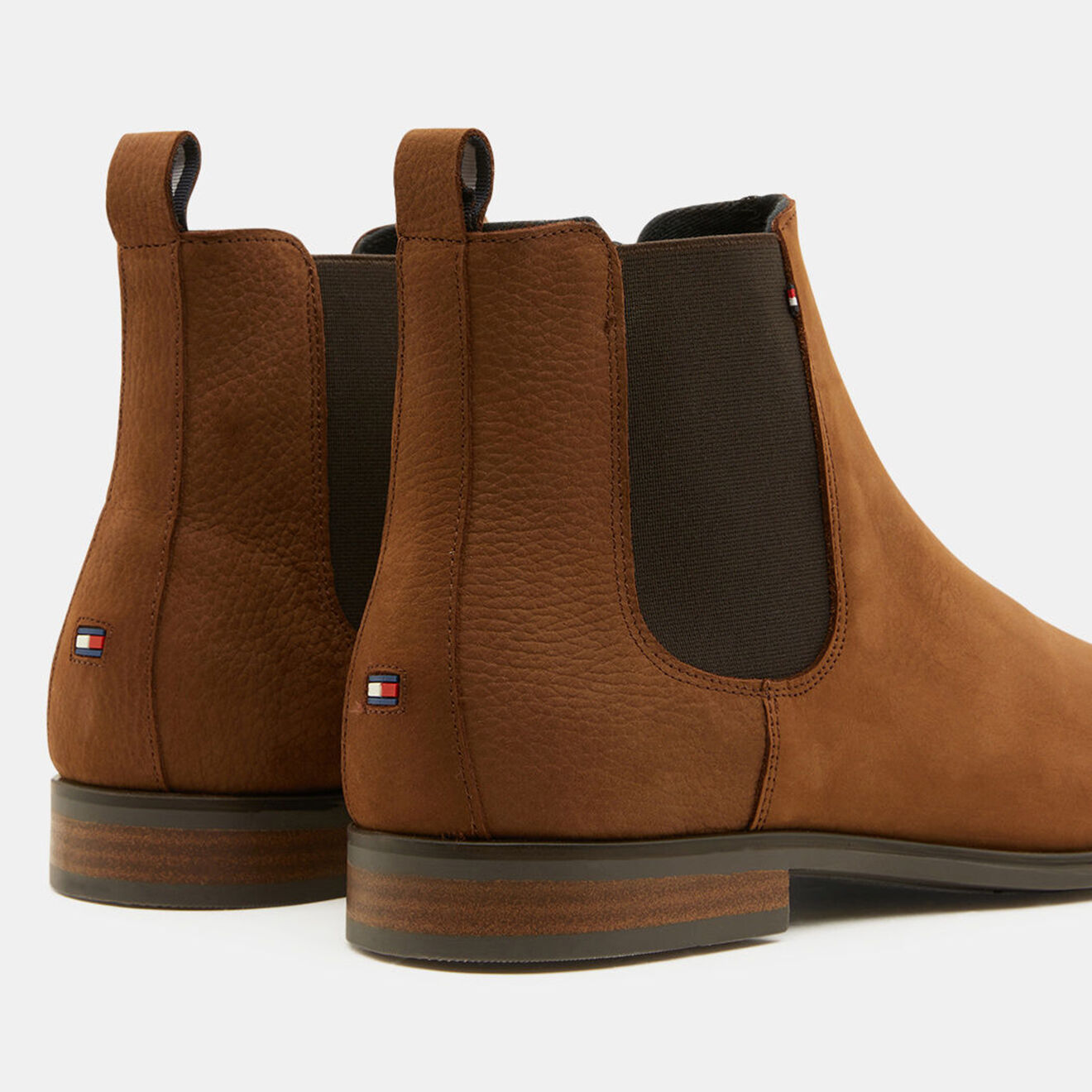 Tommy Hilfiger Chelsea boots en Velours de Cuir Signature marron