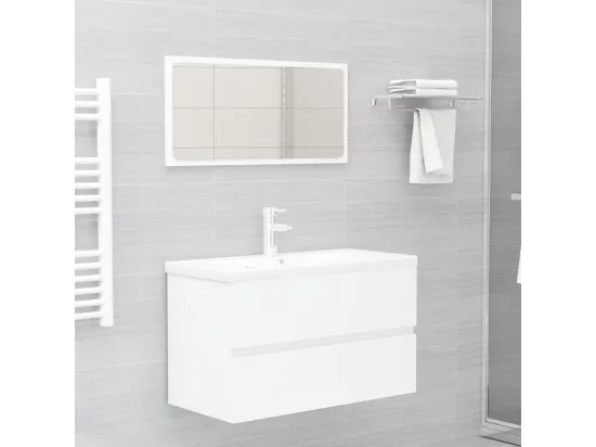 Armoire d'évier avec lavabo intégré blanc bois d'ingénierie