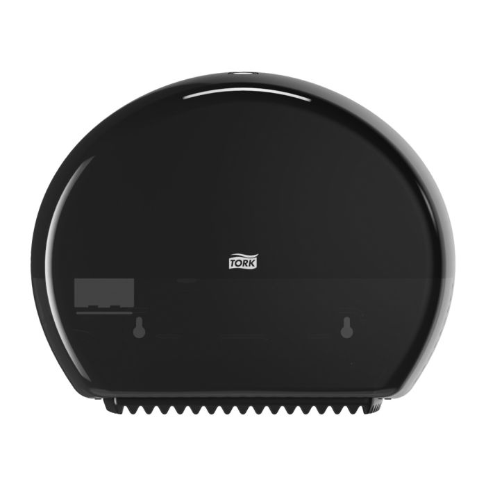 Tork 555008 Mini Jumbo Toiletpapier Dispenser Zwart T2 Gesloten Elevation Lijn (555008)