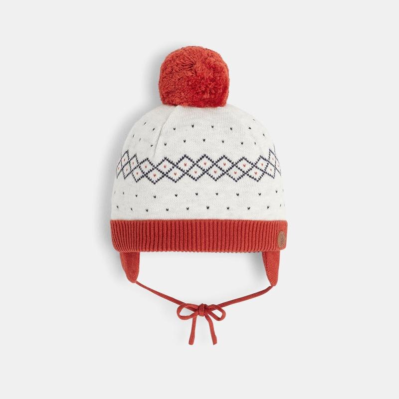 Bonnet tricot jacquard doublé polaire blanc bébé garçon Blanc