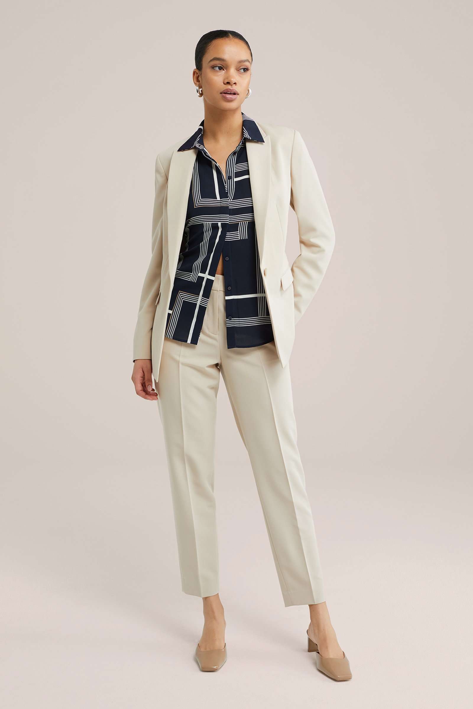 slim fit pantalon WE Fashion Beige