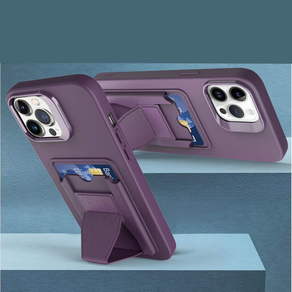 iPhone 14 Pro Gummi Hülle mit Kartenfach   Kickstand Aufsteller - Dunkelblau