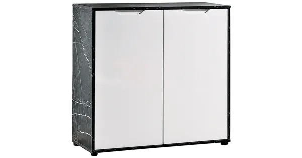 Kommode Korfu Marmor-Optik schwarz weiss 90 x 89 x 35 cm