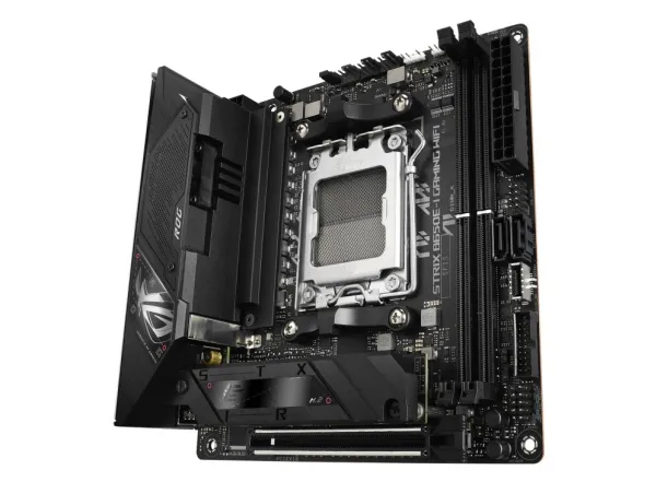 ASUS ROG Strix B650E-I Gaming WiFi - Bundkort - mini ITX - Socket AM5 - AMD B650 Chipset - USB-C 3.2 Gen 2x2, USB-C 3.2 Gen2, USB 3.2 Gen 2, USB 3.2 Gen 1 - 2.5 Gigabit LAN, Wi-Fi 6E - onboard grafik (CPU påkrævet) - HD Audio (8-kanaler)