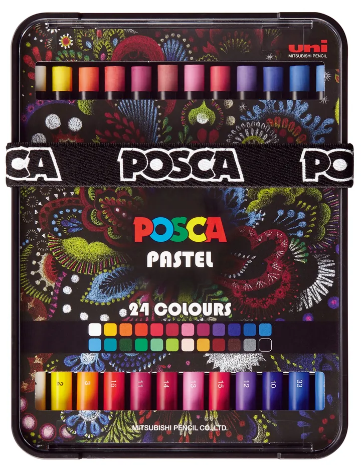 Farvekridt POSCA Pastel - med 24 stk. ass. farver