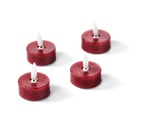 4 LED-Echtwachs-Teelichter, rot