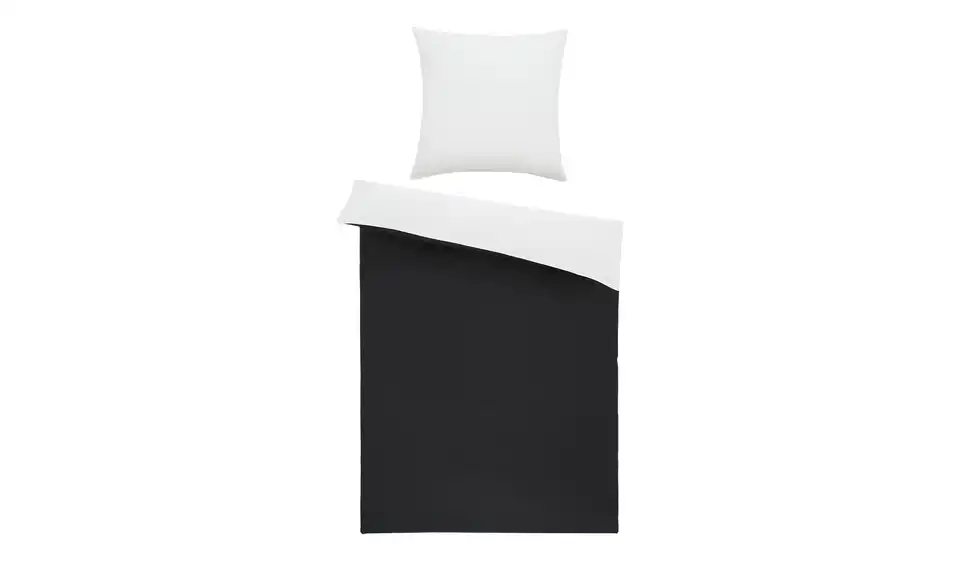 como Satin Wende-Bettwäsche Satin Piping Schwarz 135x200 cm, 80x80 cm