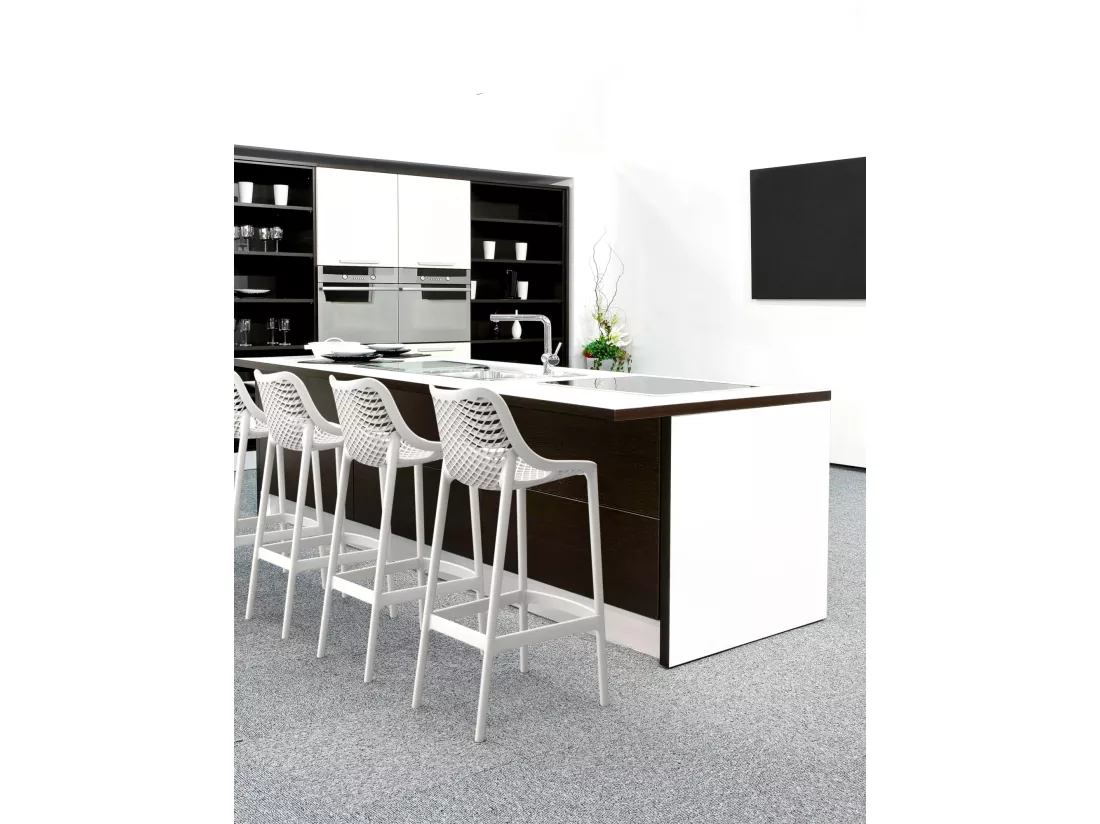 Lot de 2 Tabouret de bar - Plastique & Plastique - Blanc - Air