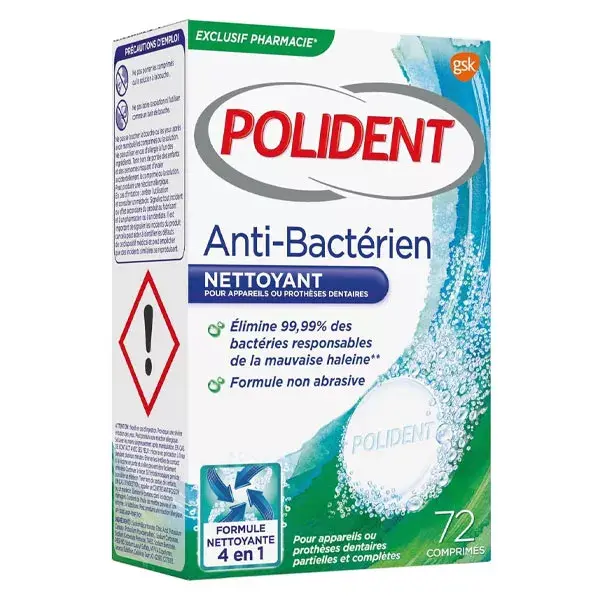 Polident Comprimidos de Limpeza Antibacteriana 72 comprimidos