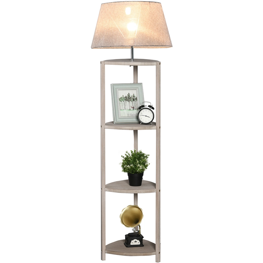 HOMCOM Stehlampe inkl. Regal grau