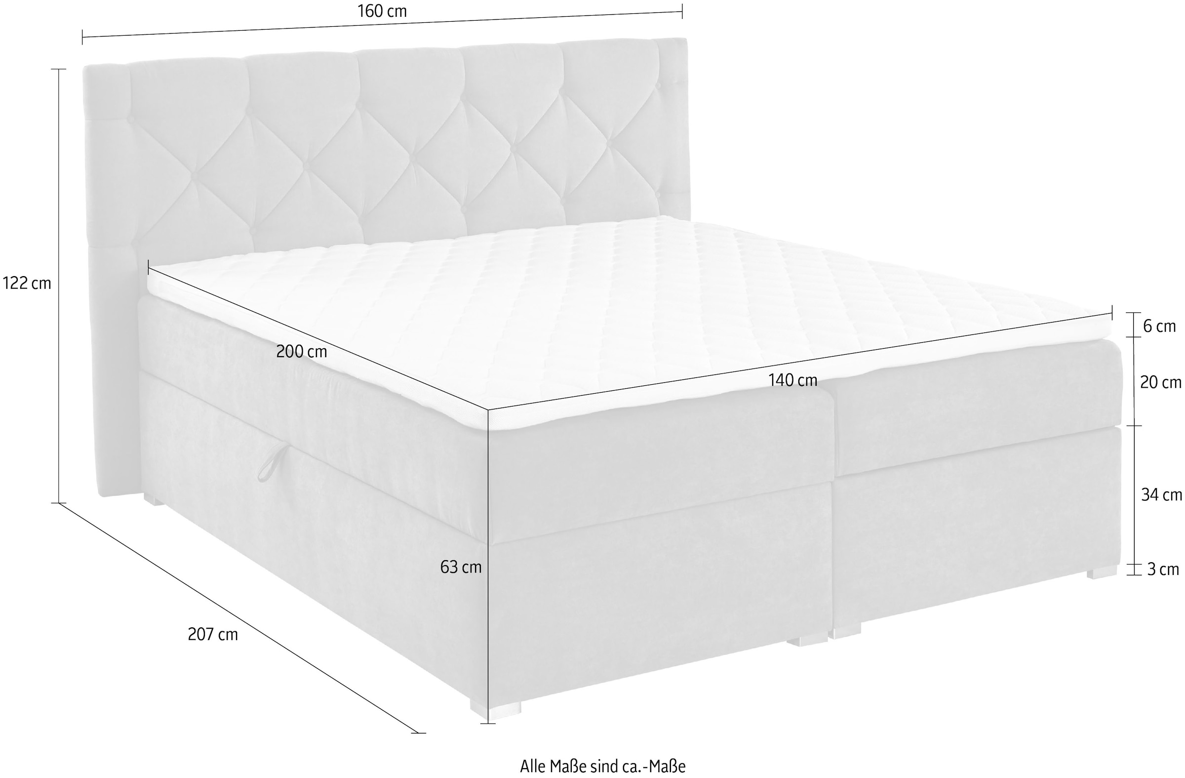 ATLANTIC home collection Boxbett »Meike« mit XXL-Bettkasten und Topper