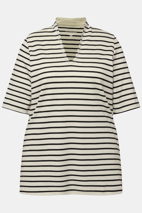 T-Shirt, Ringel, Pima Cotton, Kelchkragen, Halbarm
