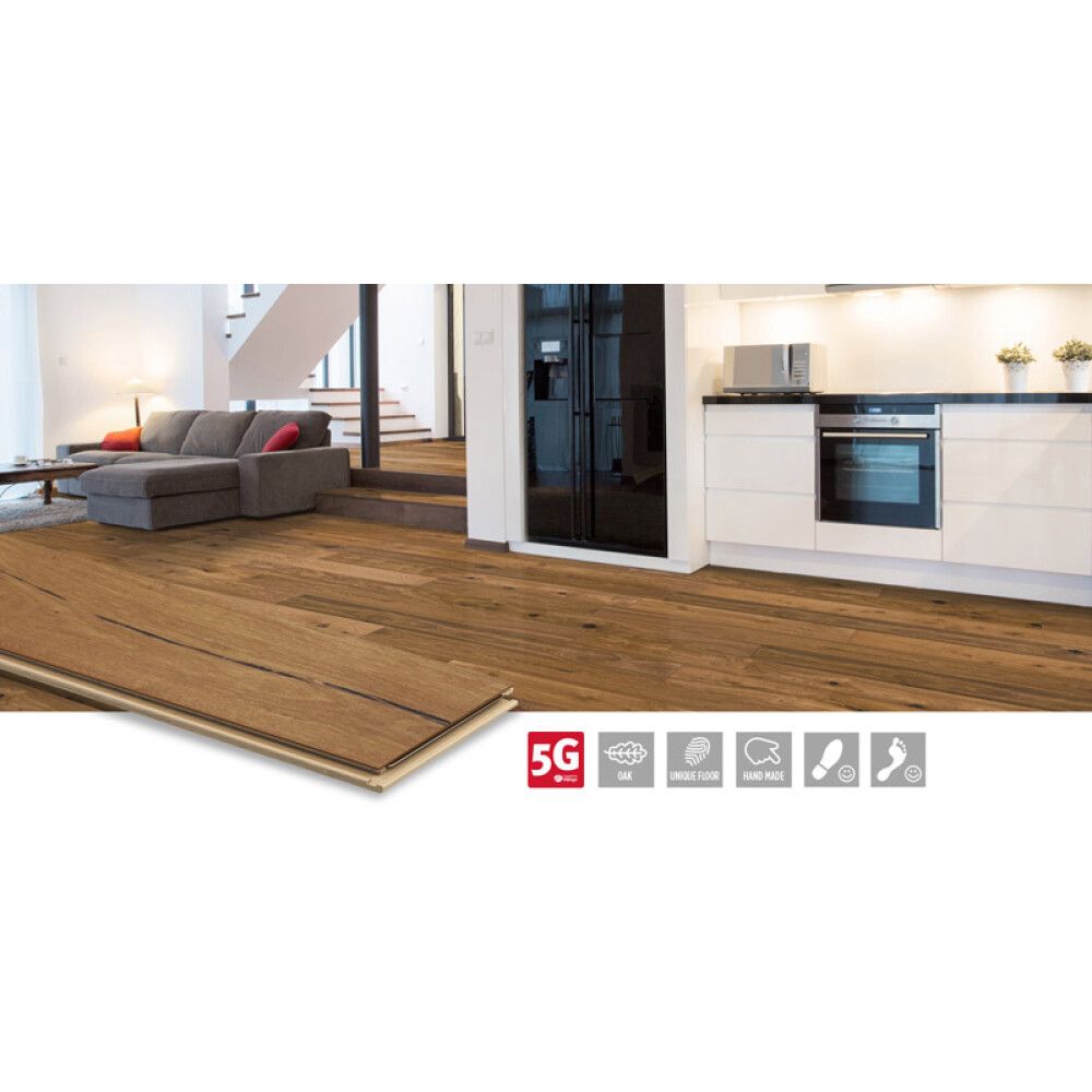 PARKETTGULV NQD OAK BATTLESHIP 1-STAV 5G 12X158X1830MM