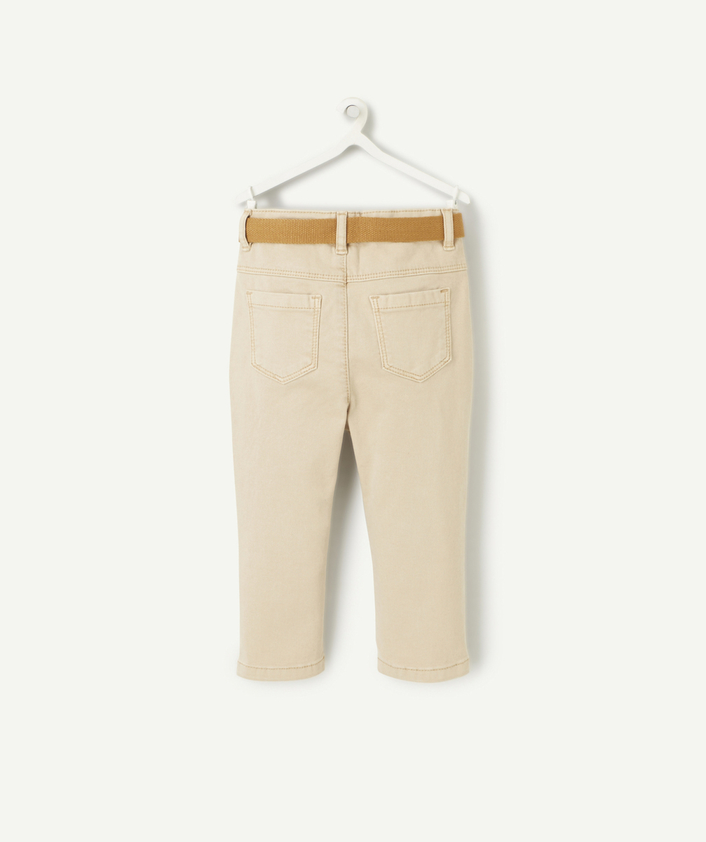 PANTALON DROIT BÉBÉ GARÇON EN FIBRES RECYCLÉES BEIGE AVEC CEINTURE