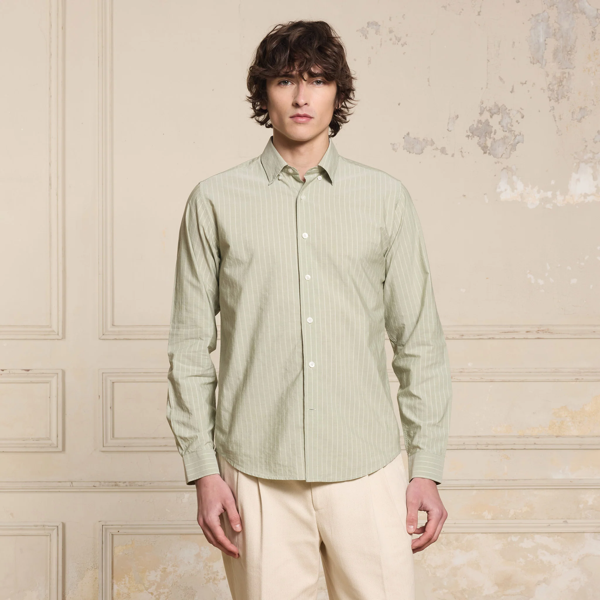 Sage green striped shirt