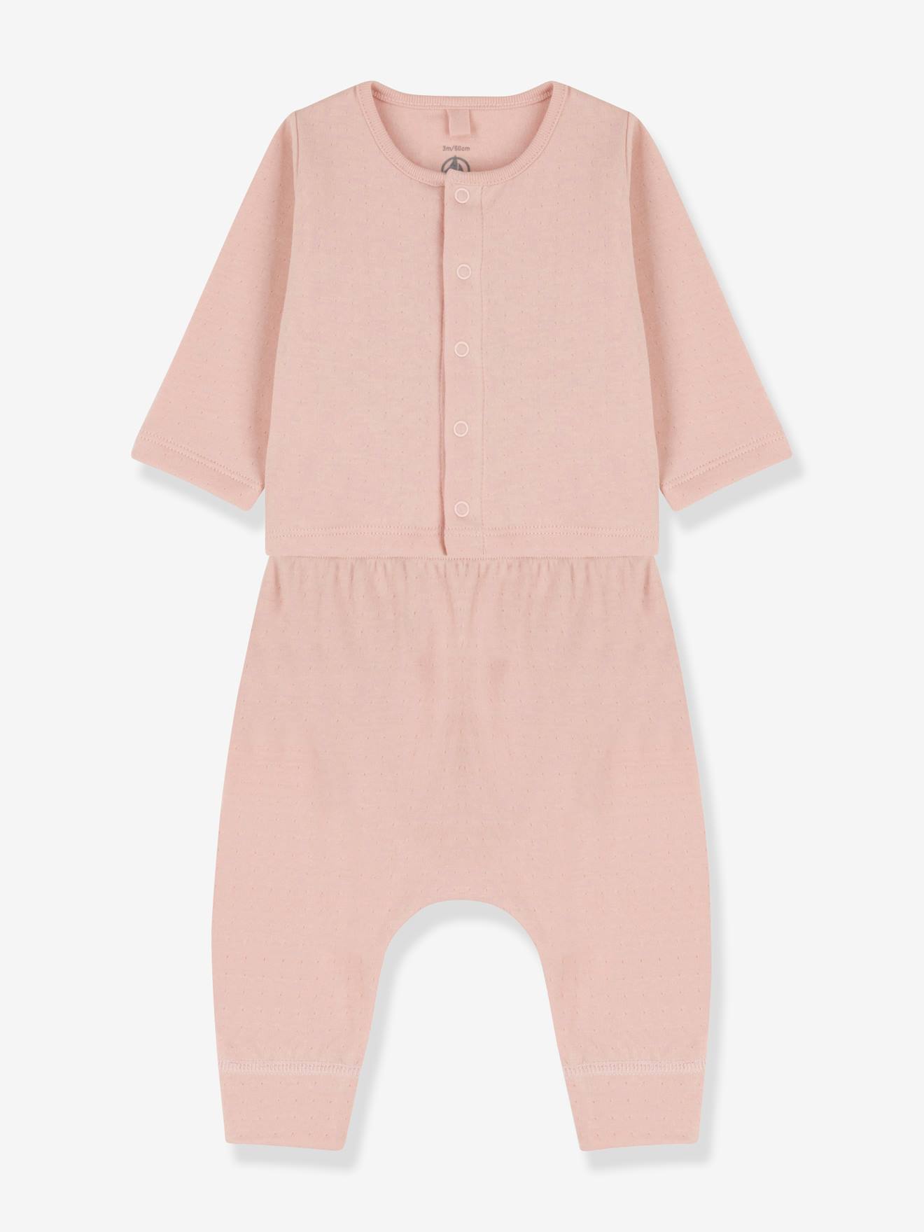 Conjunto de 2 peças PETIT BATEAU em malha tubular orgânica rosa