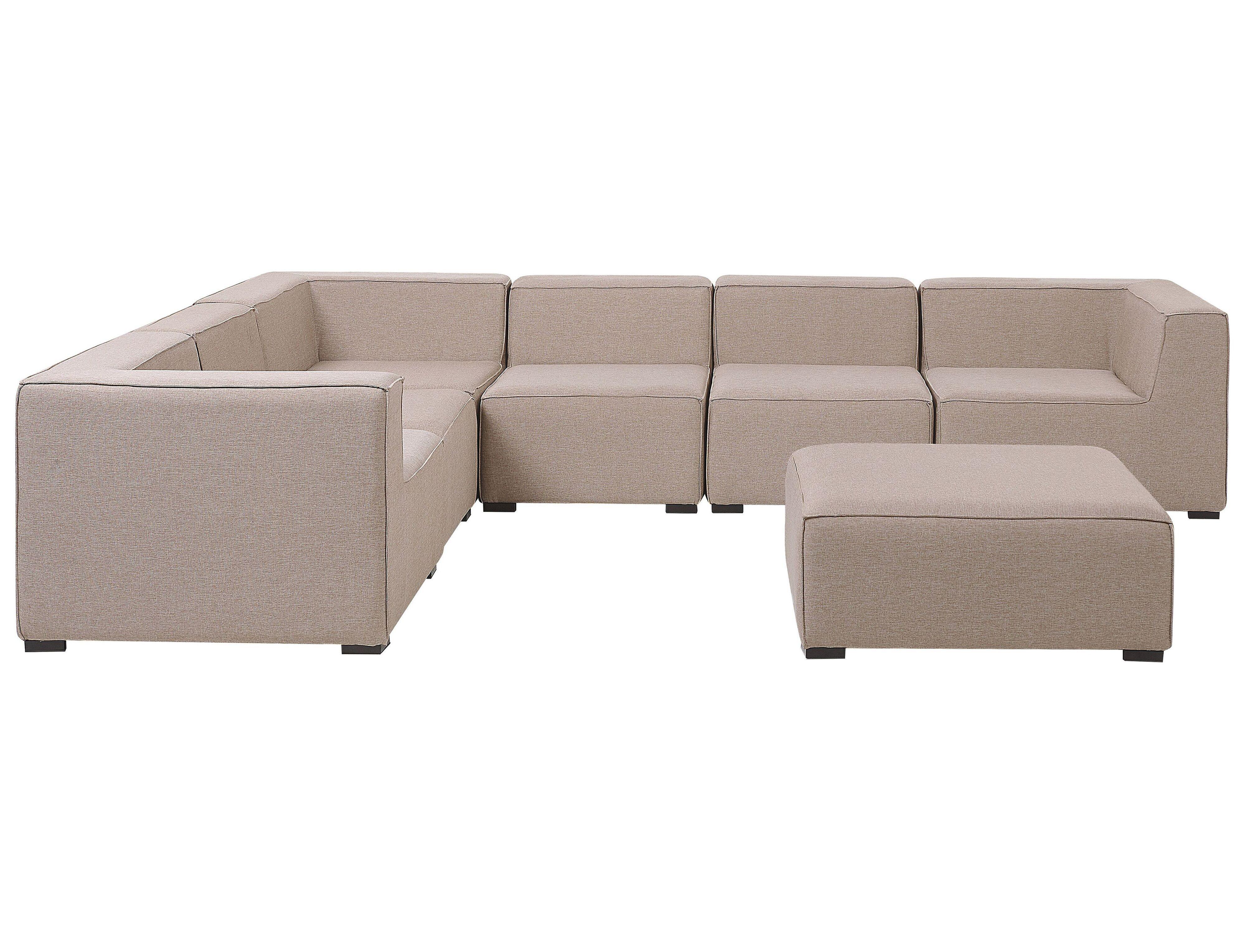 Tuin hoekbank met ottomaan 7-zits AREZZO linkszijdig modulair Beige